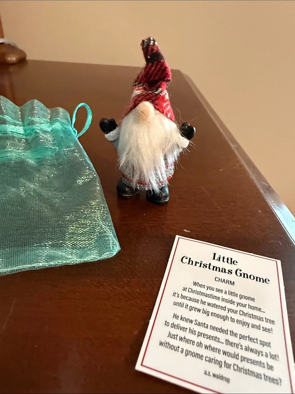 Little Christmas Gnome Holiday Figurine - Red Hat